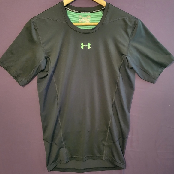 Under Armour Black Tee with Neon Green Logo - Picture 1 of 3